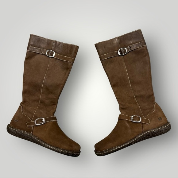 Born Kenya brown leather tree sole midi boots womens Sz 9 - Picture 1 of 10